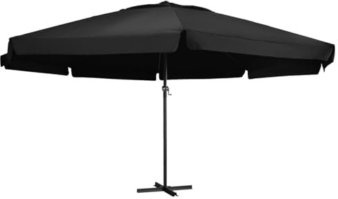 ShGaxin 47368 Gartenschirm mit Aluminiumstange, Schwarz, 500 cm, Terrassenschirm, Terrassenschirm, Strandschirm, Outdoor-Sonnenschirm, Terrassenschirm