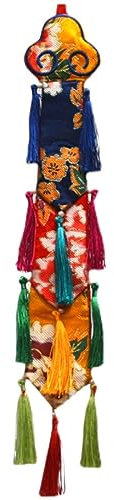DUBTEDHOU Fahnen Buddhistischer Tempelbedarf, 38 cm großes tibetisches Handtrommel-Banner, tibetischer dekorativer Anhänger, kleines Trommel-Banner
