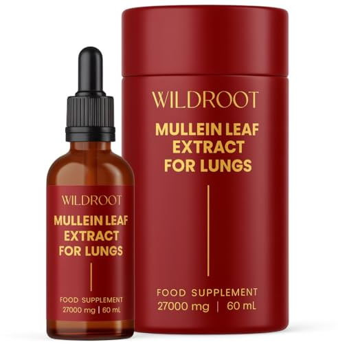 Mullein Leaf Extract for Lungs – Mullein Drops for Mucus & Phlegm Remover | Alcohol-Free Lung Cleanse | Plant-Based Respiratory Support Formula | 60ml