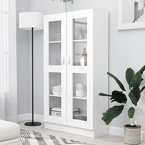 JHQHSM Armadietto con Vetrina, Armadio Da Ufficio Libreria Mobile Contenitore Libreria bassa Adatto per Soggiorno Camera da letto Corridoi Ufficio Bianco 82,5x30,5x150cm Legno Multistrato