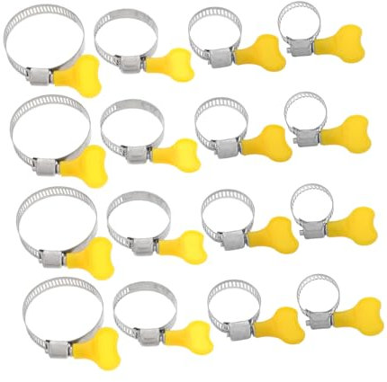FOYTOKI 16pcs Stainless Steel Hose Clamps Thumb Screw Adjustable Clamps for Plumbing Automotive Repair Garden Washer Drain Hose