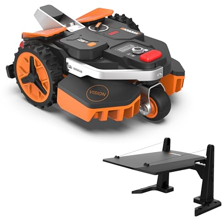 WORX Landroid Vision M600 Mähroboter WR206E.1 für Gärten bis 600m², AI Rasenmäher Roboter ohne Begrenzungskabel, aktive Hindernisvermeidung mit KI-Technologie, Igelschutz + WA0825 Vision Garage