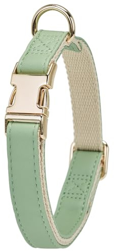 YUDOTE Colliers pour chiens en cuir souple avec boucle métallique à déverrouillage rapide de sécurité, collier en similicuir rembourré en coton naturel pour chiens de petite taille à peau sensible