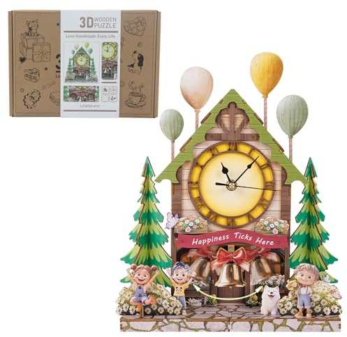 Lilcubics 3D Holzpuzzle Kit Ballon Kabine Wanduhr mit Zeitmesser Mechanismus Erwachsene 3D Puzzles DIY Handwerk Home Decor Geschenke für Männer Frauen