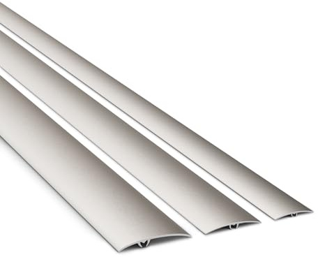 DQ-PP Profilé de transition en aluminium - Inox - 50 mm - 180 cm - Encastré - Barre de porte - Pour revêtement de sol, stratifié, vinyle - Protection contre le vent - Barre de transition de 1,8 m