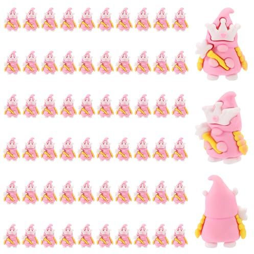 60pcs Mini Miniature Gnomes Figurines, PVC Cute Small Princess Tiny Little Gnomes Figures with Crown Hat Funny Party Themed Decorations Supplies for Birthday Office Desk Home Garden Outdoor Decor