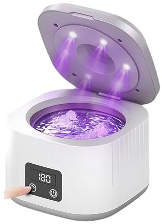 Ultrasonic Retainer Cleaner, 45kHz Ultrasonic Denture Cleaner with 4 Modes, Digital Timer, 200ML Ultrasonic Cleaning Machine for Dentures, Mouth Guards, Toothbrush (B)