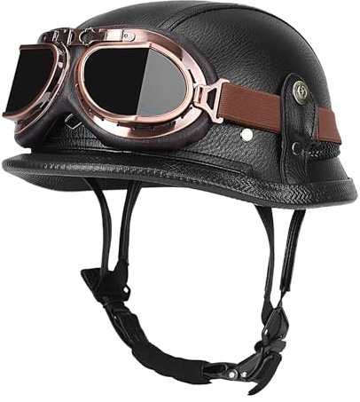 Dopsyesn Deutscher Motorradhelm,Halbschalen Motorradhelme - Atmungsaktiver Halbvisier-Kopfschutz für Motorrad mit Sicherheitszubehör