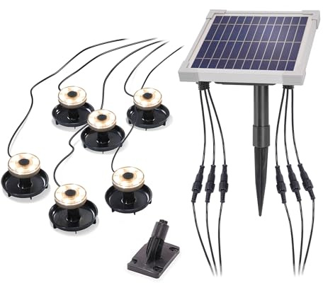 Esotec Solarstrahler 6er Set Gartenstrahler Teichbeleuchtung Spot 101403 | 4Wp Solarmodul, 6x20lm, LiFePO4 3,2V/4000mAh Akku, 3000K, IP68, Leuchtdauer bis 10Std., Dämmerungssensor, Über- & Unterwasser