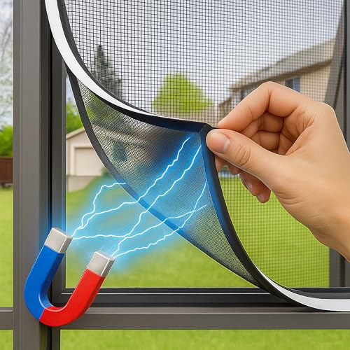 Onpira® Magnetrahmen Komplettset für Insektenschutz an Fenster DIY Bausatz in 4 Größen & 3 Farben – Universal einsetzbar, individuell zuschneidbar, einfache Montage, Rahmen ohne Bohren (Grau, M)