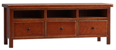 BABIBAOBEI Armoire à tiroirs en bois 1/12 pour maison de poupée, salon, meubles miniatures, téléviseurs avec tiroir fonctionnel, maison de poupée