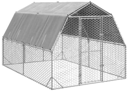 Emmtore Hühnerstall mit Dach Winterfest hühnergehege hühnerauslauf 2,5x4x2,25 m Verzinkter Stahl