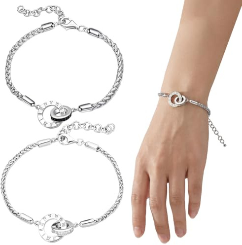 GONZTEL 2 piezas Pulsera para Parejas, Pulseras Ajustables de Cuerda, Regalo Ideal para San Valentín, Regalos Pareja, para Mujeres, Hombres, Amigos, Novios y Novias