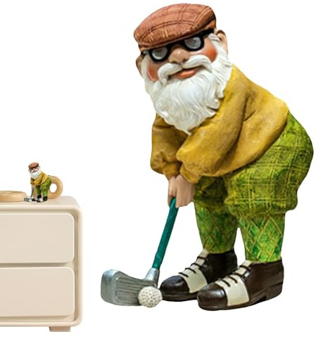 qokeeu Golf Gnome Decorations - Outdoor Garden Decoration, Playful Garden Gnome Statues | Funny Golf Garden Gnome Statue Ornaments, Outdoor/Indoor Decoration, Funny Lawn Figurine