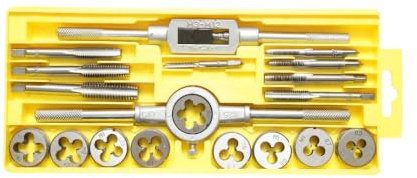 Set di maschi e filiere metriche M3-M12mm 20 pezzi | Set di maschi e filiere 12mm: chiave per filiere con diametro esterno di 25 mm
