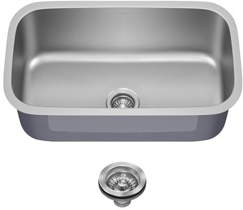 Kraus 31 1/2 Inch Stainless Steel Kitchen Sink, Durable 18 Gauge Single Bowl Kitchen Sinks Undermount, KBU14