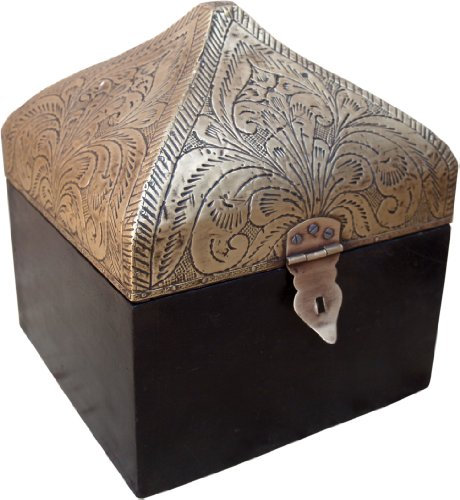 GURU SHOP Türmchen Schatztruhe, Holzschachtel, Schmuck Dose - Modell 2, Size:groß (22x21x21 cm)