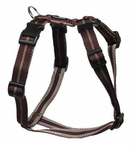 Feltmann Mopsgeschirr Hundegeschirr Soft Nylon, Braun mit Streifen, 7-13 kg, 20mm