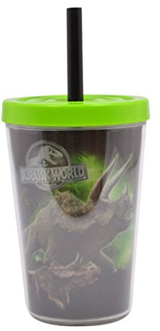 Joy Toy 65730 - Bicchiere Jurassic World, con Coperchio, 300 ml, plastica, Multicolore, 6 cm