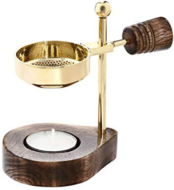 NKlaus Verstellbares Räucherstövchen mit Holzgriff Weihrauchständer Weihrauchbrenner Esoterik 1525