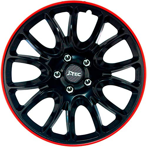J-Tec 4er Set Radzierblenden Hero GTR 13-Zoll Schwarz/Rot unrandet