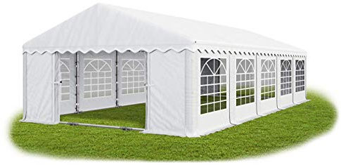 Das Company Tenda per Feste bianco 5x10m Impermeabile 240 g/m2 PE Telone Costruzione Summer Plus sul Fondo e Rinforzi Tetto