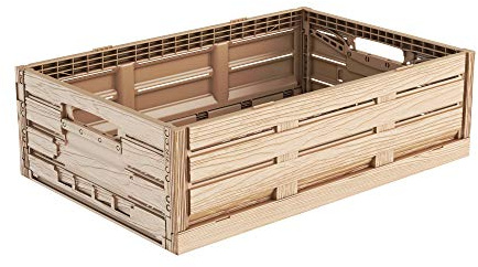 kistenkind Faltbox im Holzdesign 60x40x16 * Klappbox für Obst, Gemüse * Obstkiste Gemüsekiste Holz Optik