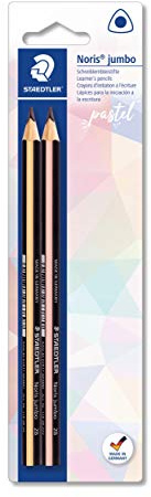 STAEDTLER Noris Jumbo 119 Bleistift – 2er-Set, 2B, Dreikant | Ergonomisch für Kinder, 3,0 mm Mine, bruchfest, FSC-Holz – rutschfest – Art.-Nr. 119 BK2 PA