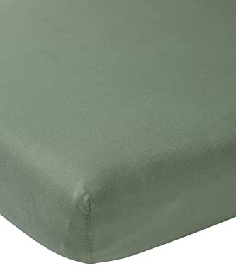 Meyco Drap-Housse uni pour lit d'enfant (Drap de lit en Jersey Doux, en 100% Coton, Ajustement Parfait grâce à Un élastique Tout Autour, Respirant, Dimensions : 70 x 140 cm), Vert forêt