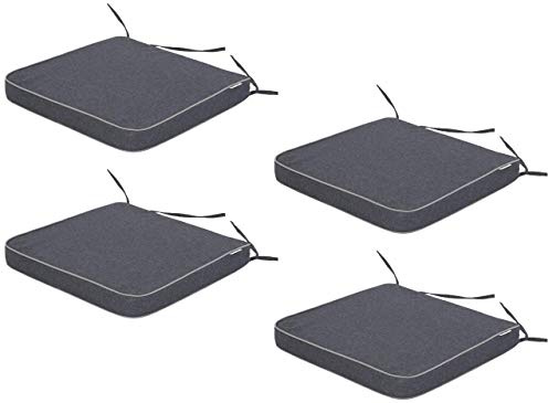 HOBBYGARDEN 4er Set Stuhlkissen/Sitzkissen 48x45 cm Sitzauflagen Polsterauflagen Outdoor/Indoor Außen/Innen Garten Freizeit Sommer - Navy blau
