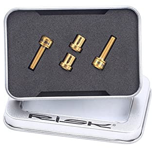 Fahrrad-Titanschrauben,Asudaro 2 Stück M5x18mm MTB Stamm Schrauben Hinterrad-Sicherungsmutter Fahrradschaftschraube Kegelkopfschraube Unterlegscheibe Schraube für Rennrad MTB BMX Folding,Gold