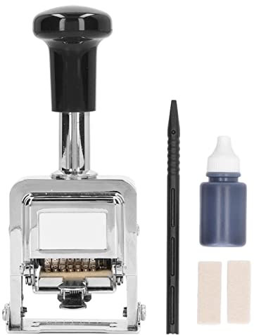 Zerodis Selbstfärbender Gummi-Nummernstempel, 7-stelliger Automatischer Nummernstempel aus Metall für Zuhause, Büro, Schule, Desktop-Briefpapier für Fortlaufende Nummerierung