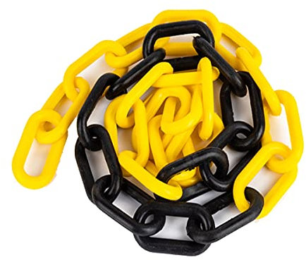 MACHSWON 12.5m Plastic Chains Barrier Safety Post Cone Isolation Chains for Transportation & Garden, Yellow & Black