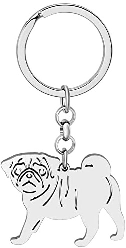 NEWEI Edelstahl Hund Schlüsselanhänger Cute Pet Dog Keychain für Frauen Mädchen Geldbörse Autoschlüssel Charms