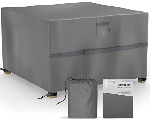 SANZARO Abdeckung Gartenmöbel Winterfest - 600D Oxford mit RipStop-Technologie, Schwerlast 320g, Reißfest & UV-Beständig, Schutzhülle für Gartentisch Sitzgruppe Balkonmöbel - 120x120x70cm