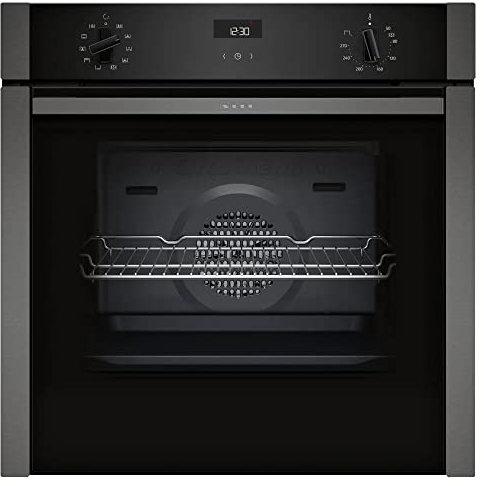 NEFF N50 B3ACE4HG0B Single Oven with Slide and Hide (fixed handle), Circotherm, Cliprails, Integrated, Graphite-Grey