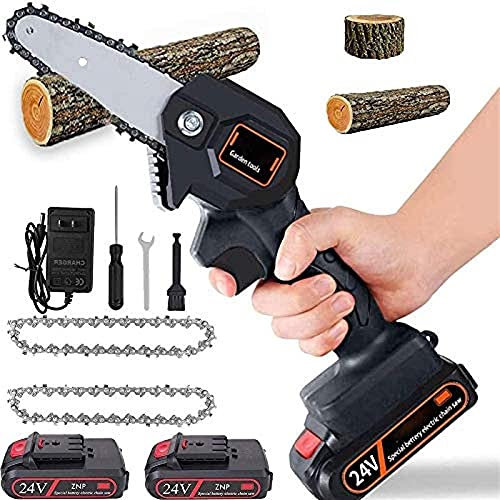 Mini Portable Chainsaw 26V Electric Chainsaw Pruning Shears Cordless Small Electric Saw One-Handed Electric Saw Garden Logging Saw for Garden Tree Branch Wood Cutting