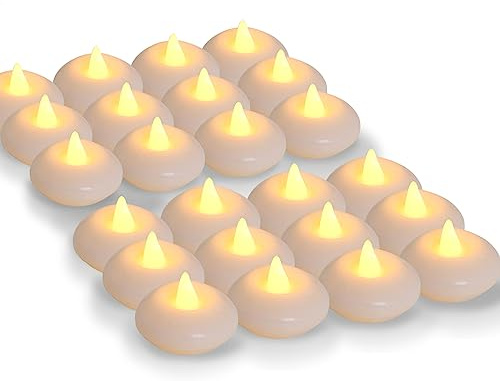 LARDUX Pack of 24 LED Floating Candles - 2 Inch Flameless Small Plastic Floating Tea Lights for Bathtub Swimming Pool Vase Centerpiece Decoration