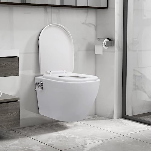 Wc mural sans rebord avec fonction bidet en céramique Blanc