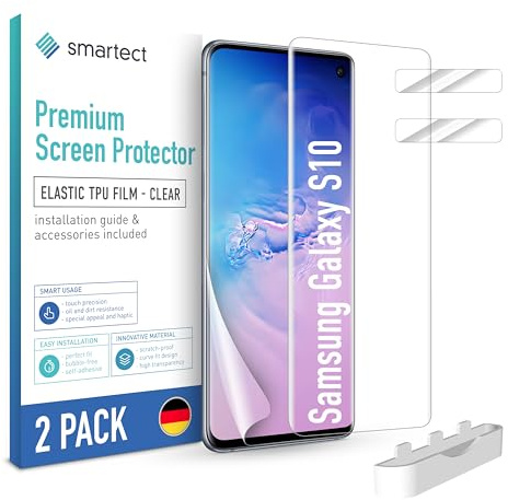 smartect TPU Schutzfolie 2 + 2 Stück für Samsung Galaxy S10 | Displayschutz + Kameraschutz, HD Panzerfolie Anti-Kratzer, Ultra-klar, Blasenfrei, Fingerabdruck kompatibel, Hüllenfreundlich
