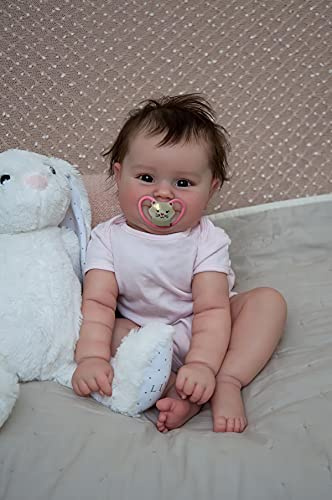 MineeQu 20 tum så riktigt rotat hår Sweet Smile Naturligt återfödd babydocka tillverkad i helkroppssilikon Vinyl Anatomiskt korrekt Realistiska nyfödda flickdockor Badleksak för flickor