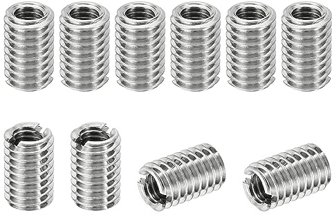 PATIKIL Filetage Adaptateurs Manchon Réduction Écrou Insert Fileté, 10 pcs M6*1 Mâle à M4*0.7 Femelle Réparation Insérer Écrou Vis Réducteur Conversion Inox Acier Fixation 9,5 mm