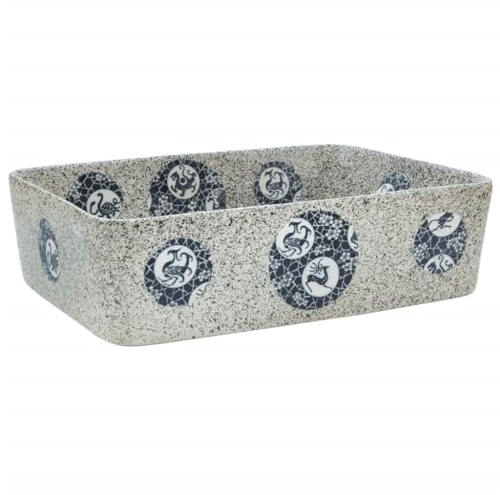 vidaXL Vasque à Poser, Évier de Salle de Bain avec Trou de Vidange, Lavabo avec Motifs Toilette Salle d'eau, Multicolore Rectangulaire 46x35,5x13cm Céramique