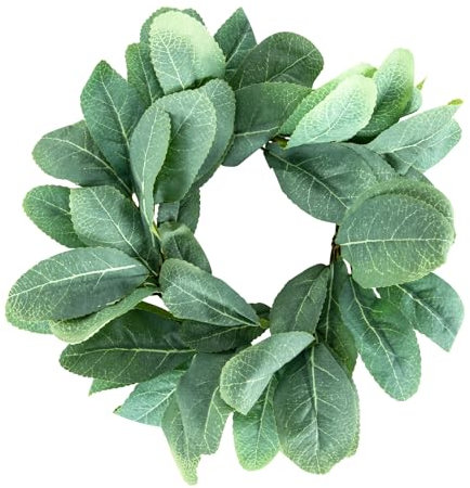 20 Pcs 25cm Hochzeit Kerze Ringe, Herbst Kerzenringe, Künstliche Blumen-Kerzenringe, Grün Eukalyptus Blätter Kränze, Für Tischdekoration, Hochzeitsdekoration Und Party (Kleines Kaninchen Blatt Blume)