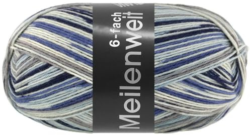 LANA GROSSA Meilenweit 6-fach 150 | 6-fädiger Sockenklassiker, waschmaschinenfest | Handstrickgarn 80% Schurwolle & 20% Polyamid | 150g Wolle zum Stricken & Häkeln | 390m Garn FB9614