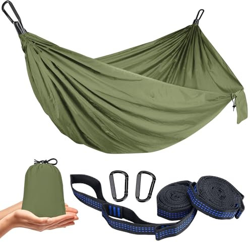 Ultraleicht Hängematte Outdoor 300KG Tragkraft | Reise Hängematte Camping Atmungsaktiv Schnelltrocknendes | Tragbare Fallschirm Nylon für Rucksackreisen, Wandern, Garten