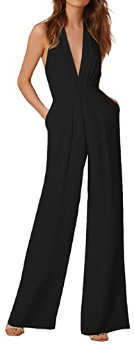 Tuta Elegante Donna Cerimonia Jumpsuit Tutina Tute Larghe a Gamba Larga Tuta Lunga Abito Lungo Elegante Senza Maniche Jumpsuit Spalline Capestro Per Matrimonio, Damigella D'onore, Feste, Pantaloni
