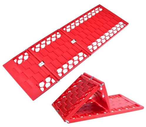 Gaxcent Anfahrhilfe Faltbar Set 2 Stück Sandbleche Offroad Anfahrhilfe Wohnmobil 10T Last Für PKW LKW Geländewagen Wohnmobil Sand/Schlamm/Schnee Anfahrhilfe Antirutsch,Rot