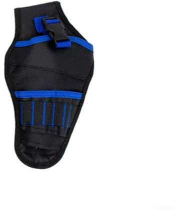 PETSTIBLE Custodia per trapani elettrici, robusta fondina per trapano con tasca per punte – per una soluzione di conservazione degli attrezzi durevole (nero con blu)