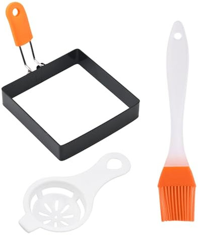 Molde de anillo de huevo antiadherente, molde cuadrado en de huevo | Moldeador de panqueques con mango de silicona para un delicioso sándwich de tortilla de desayuno | Anillo para cocinar huevos